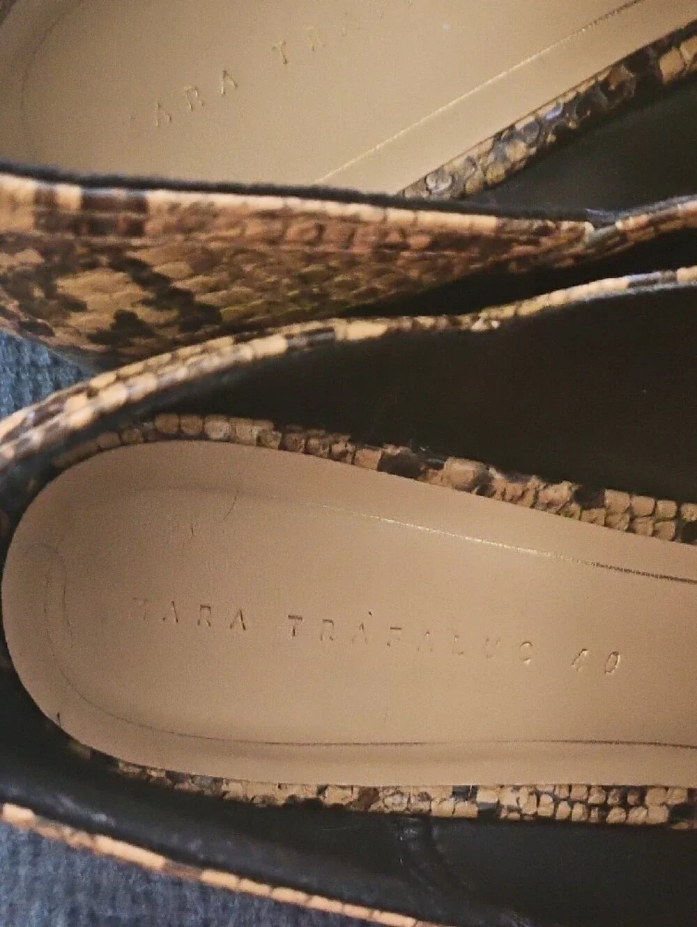Snake-Print Pointed Toe Loafers - Brown